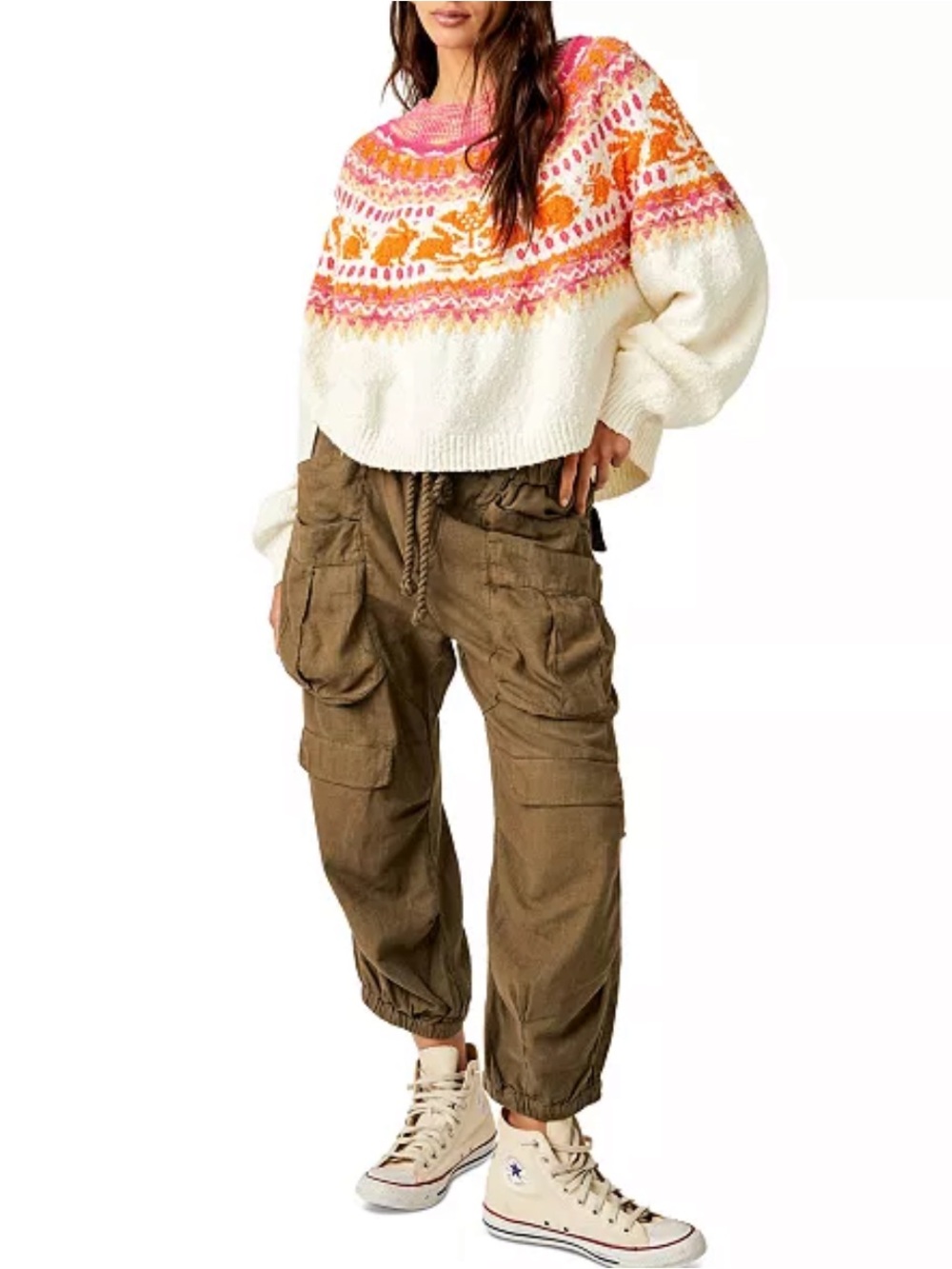 Free People Nellie Fairisle Bunny Slub Knit Oversized Sweater - Picture 14 of 14